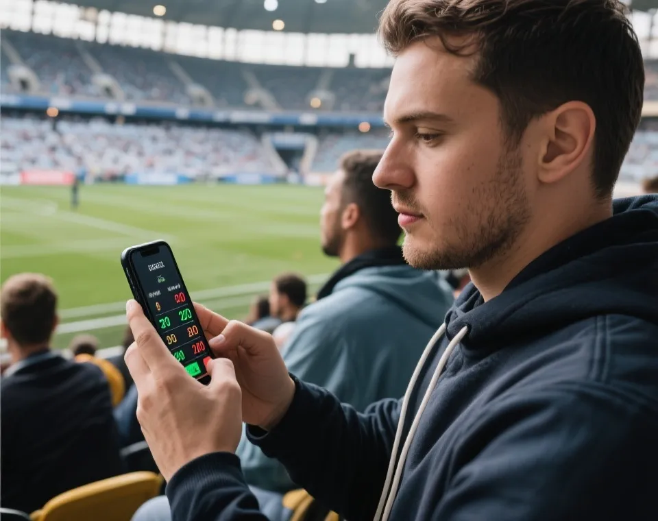 世界杯球迷查看实时比分场景